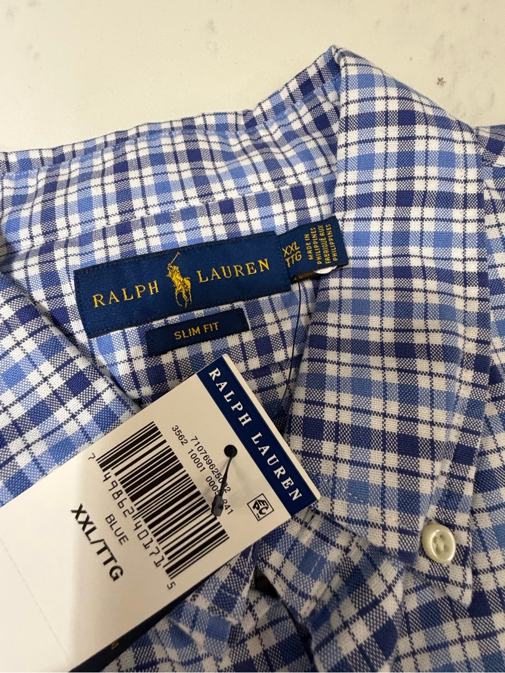 Ralph Lauren Short-Sleeve Blue Plaid Button-Down Shirt - Picture 5 of 10